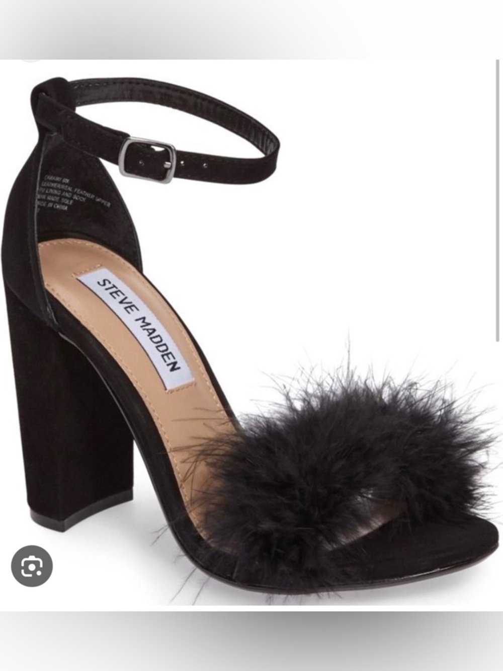 Steve Madden ‘Carabu’ Feathered Ankle Strap Heels